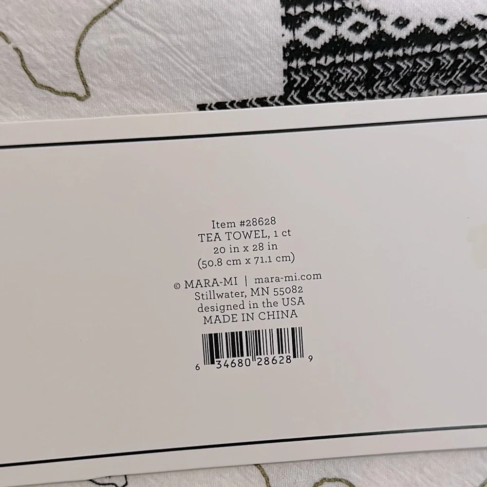 Mara Mi Texas Tea Towel - Black and White set of 2